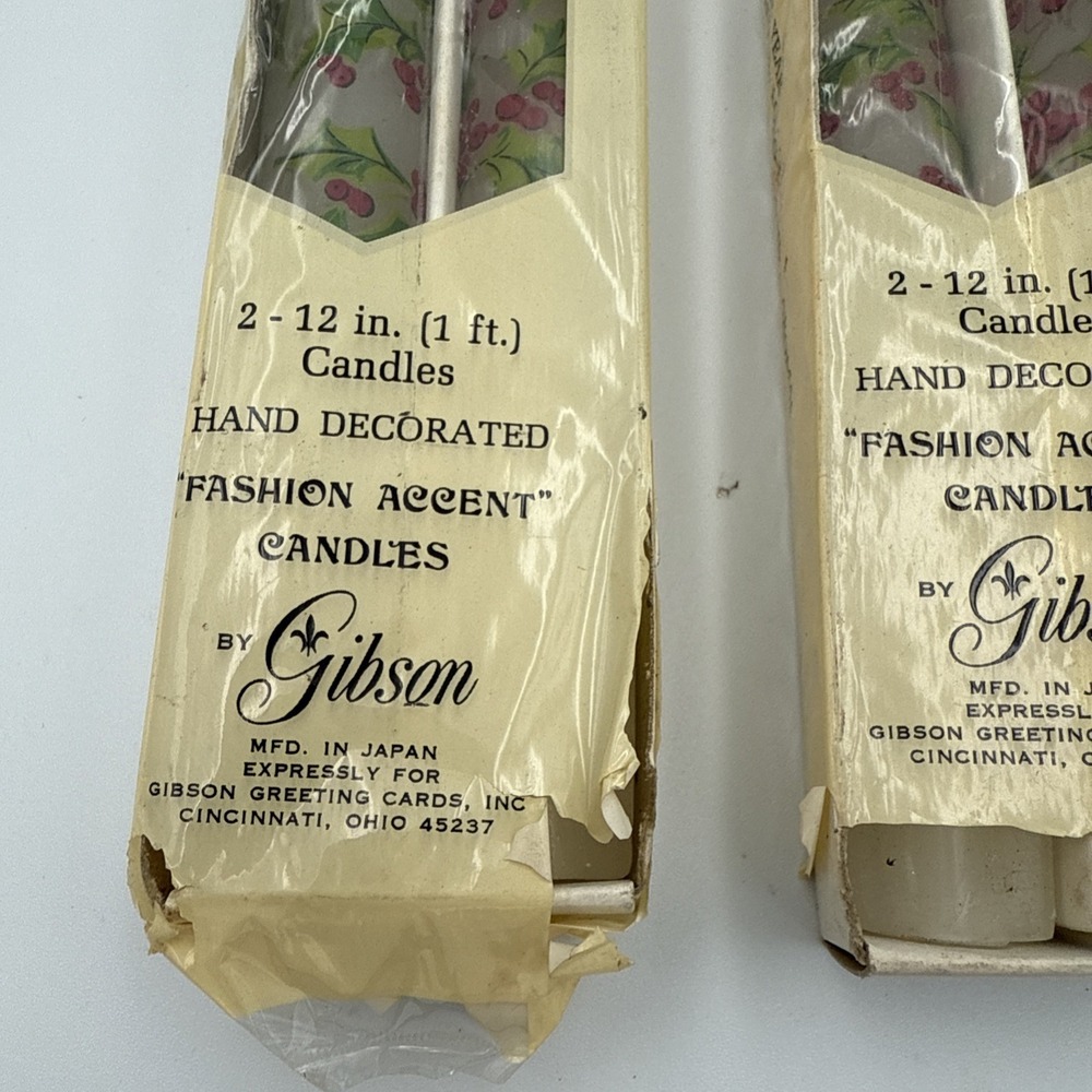 Four Vintage Taper‎ Candles Made In Japan Hand Decorated Gibson NOS - Picture 3 of 5